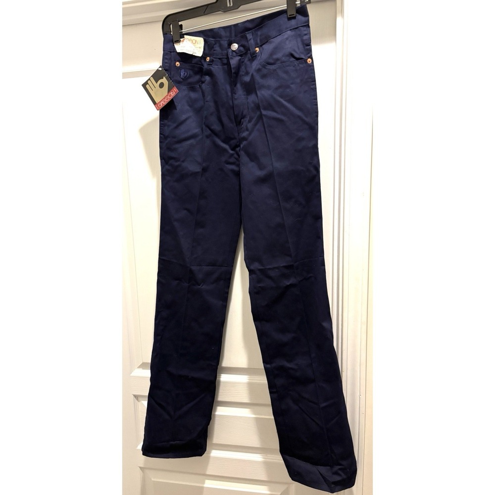 Vintage Sasson Paris Navy 100% Cotton Straight Leg Pants Size 30 NWT NOS